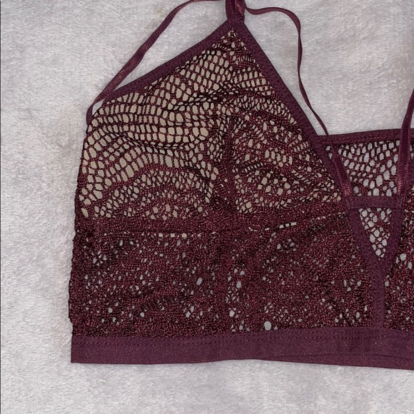 Nollie Lace Bralette Maroon Cream Size Large - Picture 2 of 6
